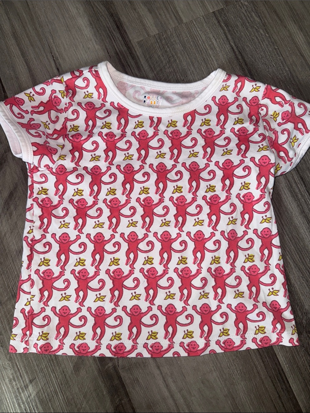 Roller Rabbit 8 girls pink shirt top monkey animal short sleeve pajamas